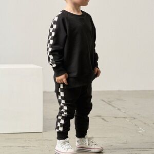 Little Bipsy Side Checkered Joggers and Pullover Set